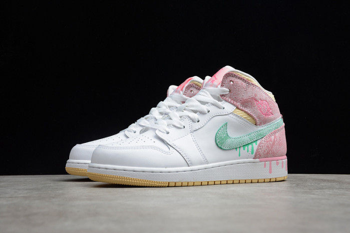air jordan 1 mid paint drip (gs) dd1666-100